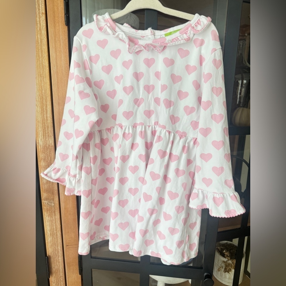 Classic Whimsy long sleeve babydoll top dress tunic girls hearts ruffle print